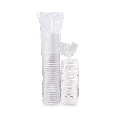 Solo Flexstyle Double Poly Food Combo Packs, 32 oz, White, Paper, 25 Cups and 25 Lids/Pack, 10 Packs/Carton (SCCKHB32A)
