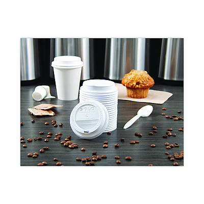 Solo Traveler Dome Hot Cup Lid, Fits 8 oz Cups, White, 100/Pack, 10 Packs/Carton (SCCTL38R2)