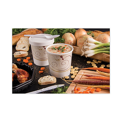Solo Flexstyle Double Poly Paper Containers, 16 oz, Symphony Design, Paper, 25/Pack, 20 Packs/Carton (SCCH4165SYM)