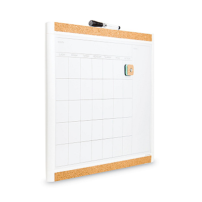 U Brands PINIT Magnetic Dry Erase Calendar with Plastic Frame, One-Month, 20 x 16, White Surface, White Plastic Frame (UBR437U0001)