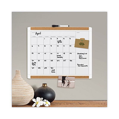 U Brands PINIT Magnetic Dry Erase Calendar with Plastic Frame, One-Month, 20 x 16, White Surface, White Plastic Frame (UBR437U0001)