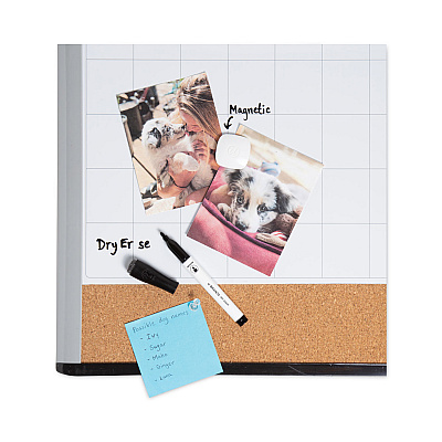 U Brands 3N1 Magnetic Mod Dry Erase Board, Monthly Calendar, 20 x 16, White Surface, Gray/Black Plastic Frame (UBR388U0001)