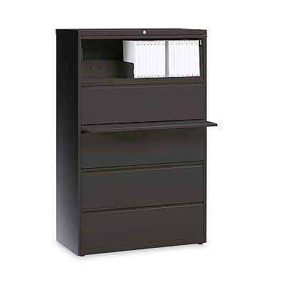 Hirsh Industries Lateral File Cabinet, 5 Letter/Legal/A4-Size File Drawers, Charcoal, 36 x 18.62 x 67.62 (HID16068)