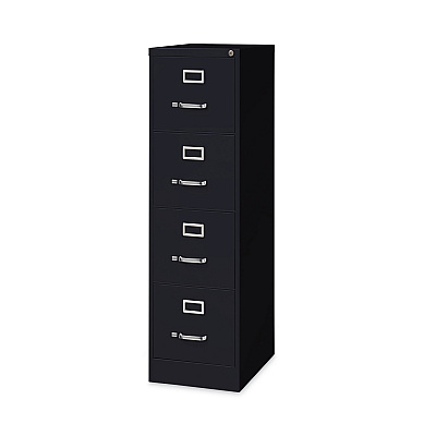 Alera Four-Drawer Economy Vertical File, Letter-Size File Drawers, 15" x 22" x 52", Black (ALEHVF152252BL)