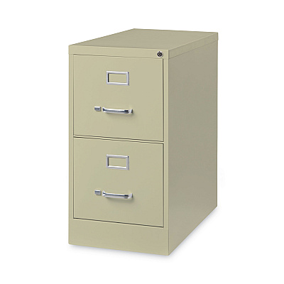 Alera Two-Drawer Economy Vertical File, Letter-Size File Drawers, 15" x 26.5" x 28.37", Putty (ALEHVF152629PY)