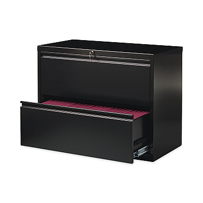 Hirsh Industries Lateral File Cabinet, 2 Letter/Legal/A4-Size File Drawers, Black, 36 x 18.62 x 28 (HID14983)