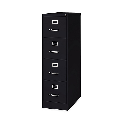 Alera Four-Drawer Economy Vertical File, Letter-Size File Drawers, 15" x 26.5" x 52", Black (ALEHVF152652BL)