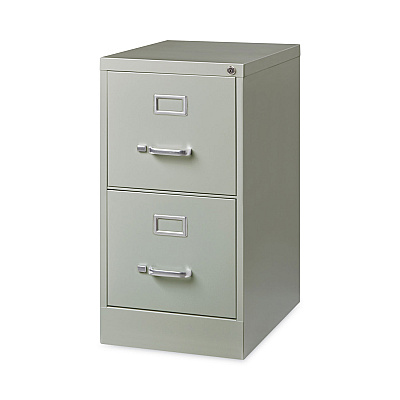 Alera Two-Drawer Economy Vertical File, Letter-Size File Drawers, 15" x 22" x 28.37", Light Gray (ALEHVF152229LG)