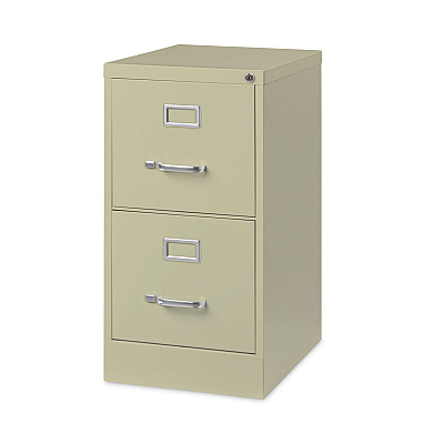 Alera Two-Drawer Economy Vertical File, Letter-Size File Drawers, 15" x 22" x 28.37", Putty (ALEHVF152229PY)