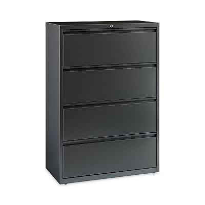 Hirsh Industries Lateral File Cabinet, 4 Letter/Legal/A4-Size File Drawers, Charcoal, 36 x 18.62 x 52.5 (HID16067)