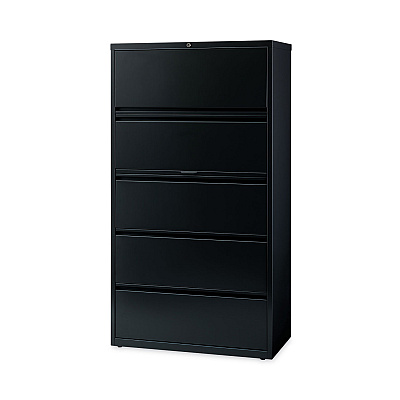 Hirsh Industries Lateral File Cabinet, 5 Letter/Legal/A4-Size File Drawers, Black, 36 x 18.62 x 67.62 (HID14992)