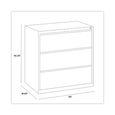 Alera Lateral File, Three Legal/Letter/A4-Size File Drawers, 30" x 18.62" x 40.25", Black (ALEHLF3041BL)