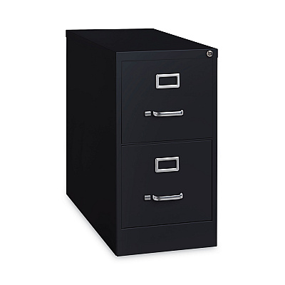 Alera Two-Drawer Economy Vertical File, Letter-Size File Drawers, 15" x 26.5" x 28.37", Black (ALEHVF152629BL)