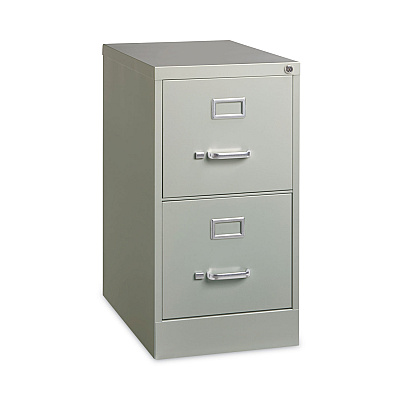 Alera Two-Drawer Economy Vertical File, Letter-Size File Drawers, 15" x 22" x 28.37", Light Gray (ALEHVF152229LG)