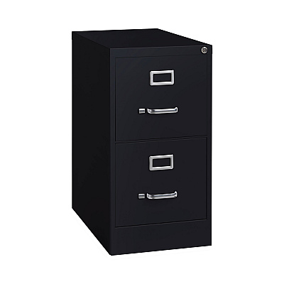 Alera Two-Drawer Economy Vertical File, Letter-Size File Drawers, Black, 15" x 22" x 28.37" (ALEHVF152229BL)