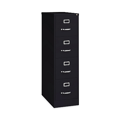 Alera Four-Drawer Economy Vertical File, Letter-Size File Drawers, 15" x 26.5" x 52", Black (ALEHVF152652BL)