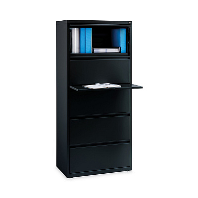 Alera Lateral File, Five Legal/Letter/A4-Size File Drawers, 30" x 18.62" x 67.62", Black (ALEHLF3067BL)
