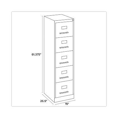 Alera Five-Drawer Economy Vertical File, Letter-Size File Drawers, 15" x 26.5" x 61.37", Putty (ALEHVF1562PY)