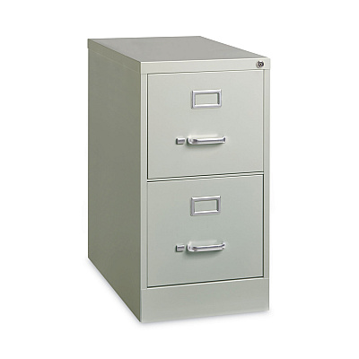 Alera Two-Drawer Economy Vertical File, Letter-Size File Drawers, 15" x 26.5" x 28.37", Light Gray (ALEHVF152629LG)