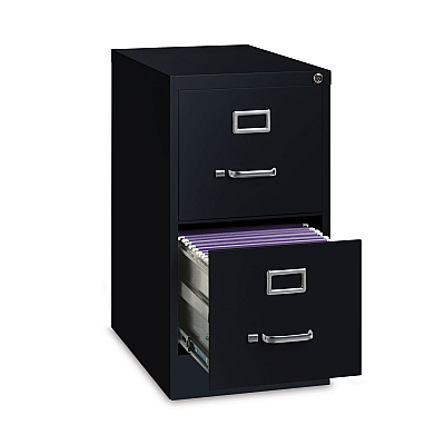 Alera Two-Drawer Economy Vertical File, Letter-Size File Drawers, Black, 15" x 22" x 28.37" (ALEHVF152229BL)