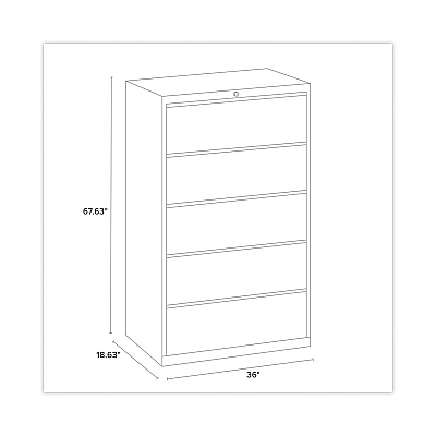 Hirsh Industries Lateral File Cabinet, 5 Letter/Legal/A4-Size File Drawers, Charcoal, 36 x 18.62 x 67.62 (HID16068)