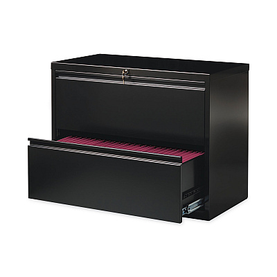 Hirsh Industries Lateral File Cabinet, 2 Letter/Legal/A4-Size File Drawers, Black, 36 x 18.62 x 28 (HID14983)