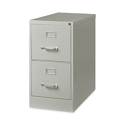 Alera Two-Drawer Economy Vertical File, Letter-Size File Drawers, 15" x 26.5" x 28.37", Light Gray (ALEHVF152629LG)