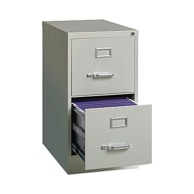 Alera Two-Drawer Economy Vertical File, Letter-Size File Drawers, 15" x 22" x 28.37", Light Gray (ALEHVF152229LG)