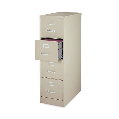 Alera Four-Drawer Economy Vertical File, Letter-Size File Drawers, 15" x 26.5" x 52", Putty (ALEHVF152652PY)