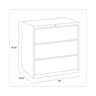 Hirsh Industries Lateral File Cabinet, 3 Letter/Legal/A4-Size File Drawers, Black, 36 x 18.62 x 40.25 (HID14986)