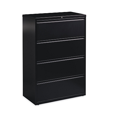 Hirsh Industries Lateral File Cabinet, 4 Letter/Legal/A4-Size File Drawers, Black, 36 x 18.62 x 52.5 (HID14989)
