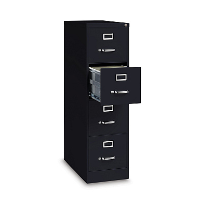 Alera Four-Drawer Economy Vertical File, Letter-Size File Drawers, 15" x 26.5" x 52", Black (ALEHVF152652BL)
