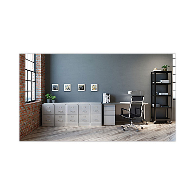 Alera Two-Drawer Economy Vertical File, Letter-Size File Drawers, 15" x 26.5" x 28.37", Light Gray (ALEHVF152629LG)