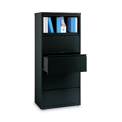Alera Lateral File, Five Legal/Letter/A4-Size File Drawers, 30" x 18.62" x 67.62", Black (ALEHLF3067BL)