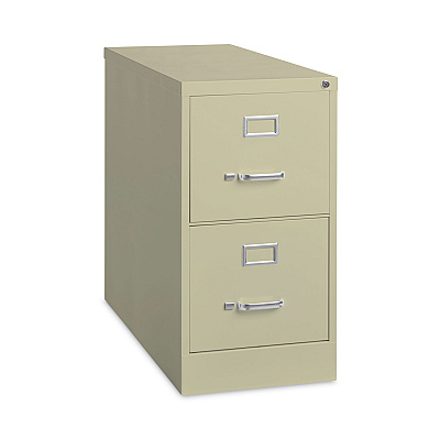 Alera Two-Drawer Economy Vertical File, Letter-Size File Drawers, 15" x 26.5" x 28.37", Putty (ALEHVF152629PY)