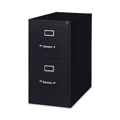 Alera Two-Drawer Economy Vertical File, Letter-Size File Drawers, 15" x 26.5" x 28.37", Black (ALEHVF152629BL)