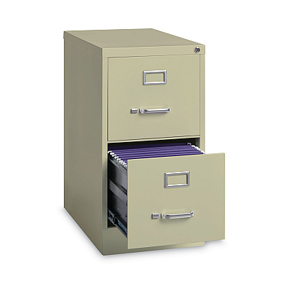 Alera Two-Drawer Economy Vertical File, Letter-Size File Drawers, 15" x 22" x 28.37", Putty (ALEHVF152229PY)