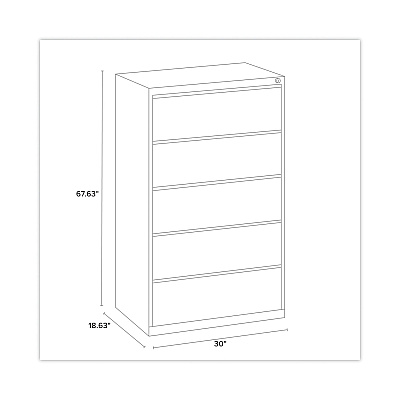 Alera Lateral File, Five Legal/Letter/A4-Size File Drawers, 30" x 18.62" x 67.62", Putty (ALEHLF3067PY)