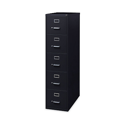 Alera Five-Drawer Economy Vertical File, Letter-Size File Drawers, 15" x 26.5" x 61.37", Black (ALEHVF1562BL)