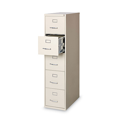 Alera Five-Drawer Economy Vertical File, Letter-Size File Drawers, 15" x 26.5" x 61.37", Putty (ALEHVF1562PY)