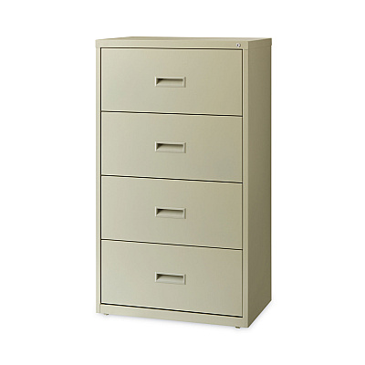 Hirsh Industries Lateral File Cabinet, 4 Letter/Legal/A4-Size File Drawers, Putty, 30 x 18.62 x 52.5 (HID14956)