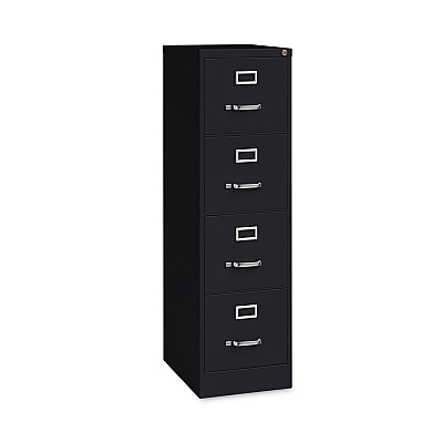 Alera Four-Drawer Economy Vertical File, Letter-Size File Drawers, 15" x 22" x 52", Black (ALEHVF152252BL)