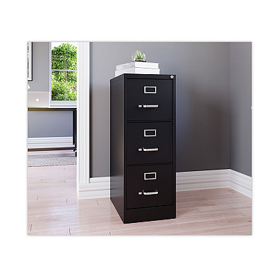 Alera Three-Drawer Economy Vertical File, Letter-Size File Drawers, 15" x 22" x 40.19", Black (ALEHVF1541BL)