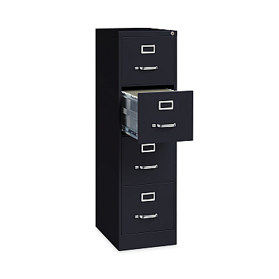 Alera Four-Drawer Economy Vertical File, Letter-Size File Drawers, 15" x 22" x 52", Black (ALEHVF152252BL)