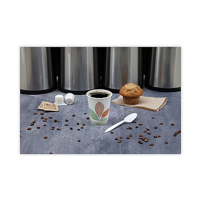 Solo Bare Eco-Forward PLA Paper Hot Cups, 8 oz, Leaf Design, White/Green/Orange, 50/Bag, 20 Bags/Carton (SCC378PLABB)