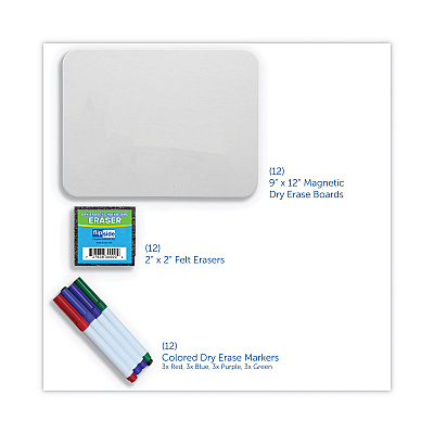 Flipside Magnetic Dry Erase Board Set, 12 x 9, White Surface, 12/Pack (FLP31004)