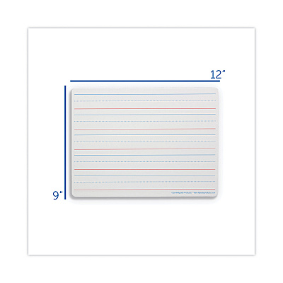 Flipside Two-Sided Red and Blue Ruled Dry Erase Board, 12 x 9, Ruled White Front/Unruled White Back, 24/Pack (FLP12034)
