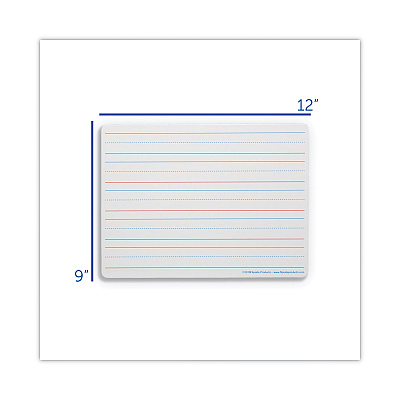Flipside Magnetic Two-Sided Red and Blue Ruled Dry Erase Board, 12 x 9, Ruled White Front/Unruled White Back, 12/Pack (FLP10176)