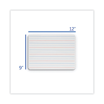 Flipside Two-Sided Red and Blue Ruled Dry Erase Board, 12 x 9, Ruled White Front/Unruled White Back, 12/Pack (FLP10134)