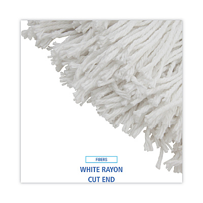 Boardwalk Premium Cut-End Wet Mop Heads, Rayon, 16oz, White, 12/Carton (BWK216RCT)